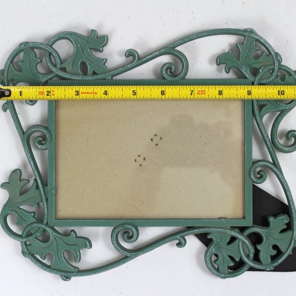 Vintage Elsa L Inc Metal Picture Photo Frame Sea Green Leaves Vines Flourishes - Picture 10 of 11